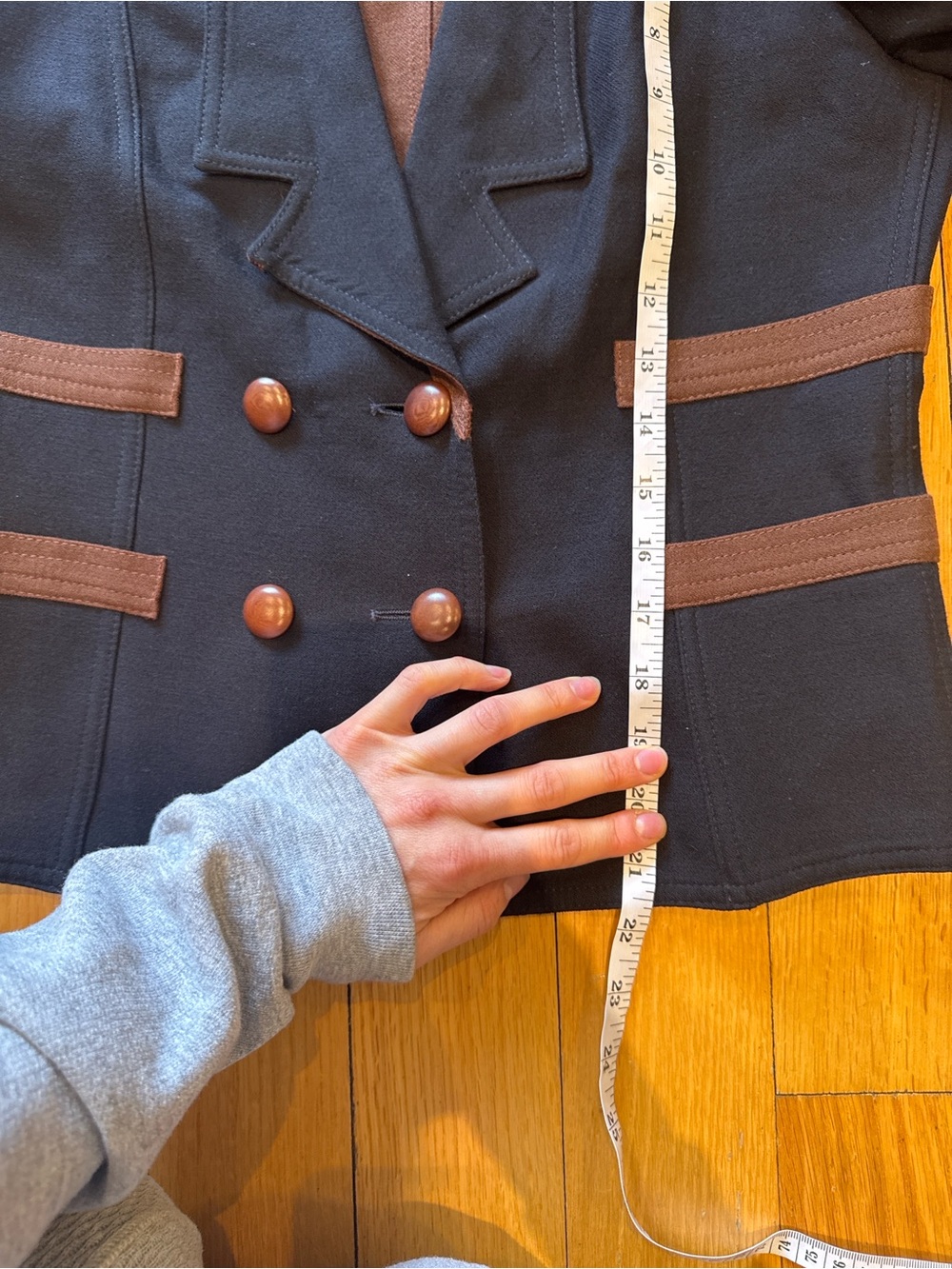 vintage Louis feraud navy and brown blazer - Picture 3 of 8